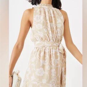 Ann Taylor Floral Belted Flounce Dress